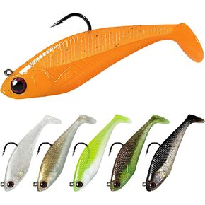 Fishing Lures for Freshwater and Saltwater, Swim Baits for Bass Fishing, Pre-Rigged Jig Heads Paddle Tail Fishing Bait for Crappie Trout Walleye, Amazing Fishing Gifts in Saudi Arabia