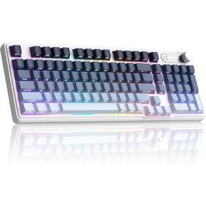 MageGee GK960 Wireless Gaming Keyboard, RGB Tri-Mode Wired/BT/2.4G Creamy Keyboard with Number Pad, 4000mAh Battery, Knob Control, Side Printed Keycaps, 19-Key Anti-Ghosting for Win/Mac (Black & Pink) in Kuwait