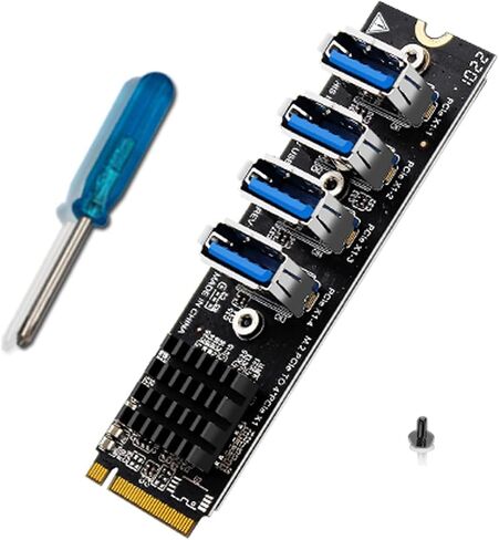 PH410 M.2 MKEY PCIE إلى 4Port PCI-E X1 بطاقة تمديد من 1 إلى 4 توسيع بطاقة الرسومات USB3.0 لسطح المكتب in Saudi Arabia