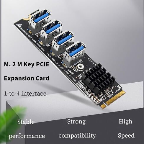 PH410 M.2 MKEY PCIE إلى 4Port PCI-E X1 بطاقة تمديد من 1 إلى 4 توسيع بطاقة الرسومات USB3.0 لسطح المكتب in Saudi Arabia