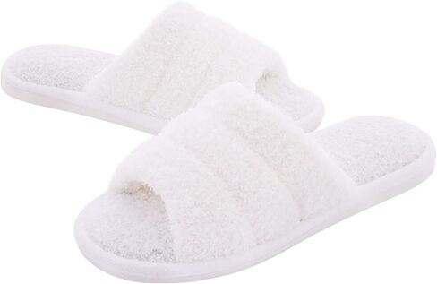 Terry Cloth Open Toe Slippers for Women Memory Foam House Shoes | Breathable Comfort for Daily Indoor Wear in Saudi Arabia