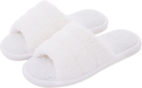 Terry Cloth Open Toe Slippers for Women Memory Foam House Shoes | Breathable Comfort for Daily Indoor Wear in Saudi Arabia