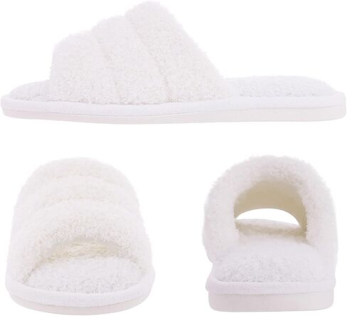 Terry Cloth Open Toe Slippers for Women Memory Foam House Shoes | Breathable Comfort for Daily Indoor Wear in Saudi Arabia