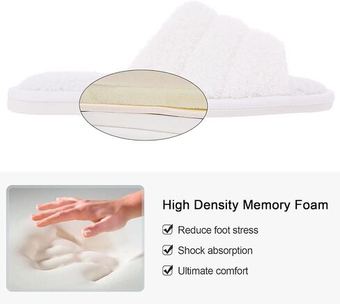 Terry Cloth Open Toe Slippers for Women Memory Foam House Shoes | Breathable Comfort for Daily Indoor Wear in Saudi Arabia