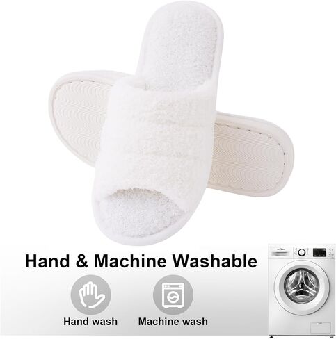 Terry Cloth Open Toe Slippers for Women Memory Foam House Shoes | Breathable Comfort for Daily Indoor Wear in Saudi Arabia