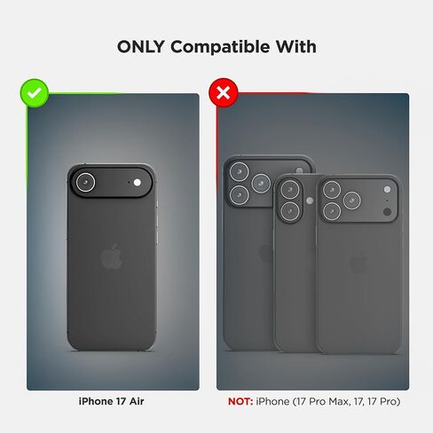 مغلف لعلاج هاتف iPhone Air Frosted مع حزام حزام مقطع - متوافق مع Magsafe - غطاء هجين مغناطيسي مع حماية كاملة العدسة (أسود) in Kuwait
