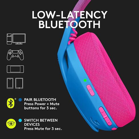 Logitech G435 Lightspeed و Bluetooth اللاسلكي سماعات الألعاب اللاسلكية - سماعات الرأس الخفيفة الوزن المدمجة في الأذن ، بطارية 18 ساعة - الأزرق (متجدد) in Kuwait