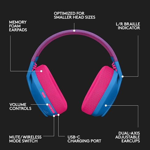 Logitech G435 Lightspeed و Bluetooth اللاسلكي سماعات الألعاب اللاسلكية - سماعات الرأس الخفيفة الوزن المدمجة في الأذن ، بطارية 18 ساعة - الأزرق (متجدد) in Kuwait