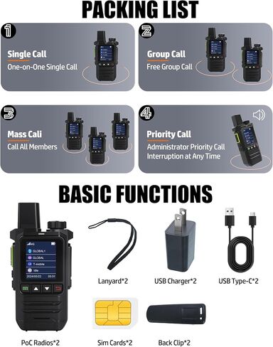 2-Pack Rapid Radios Unlimited Range with Sim Cards,Handheld POC Radio,PTT Radio Push to Talk Over Cellular Rapid Radios in Saudi Arabia
