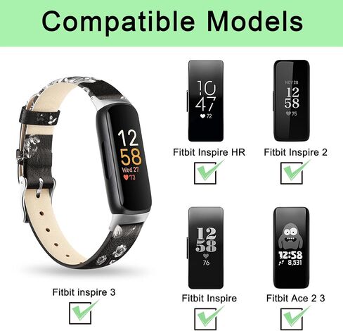 Vancle Leather Band for Fitbit Inspire 3 Bands Women Men, Genuine Leather Soft Strap for Fitbit Inspire 2/Inspire HR/Inspire in Kuwait