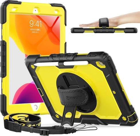حافظة تايم سيتي لجهاز iPad الجيل العاشر، حافظة iPad 10.9 2022-2023: مع حماية قوية، واقي شاشة، حامل دوار 360 درجة، حزام يد، حزام كتف، حامل أقلام - أسود in Saudi Arabia