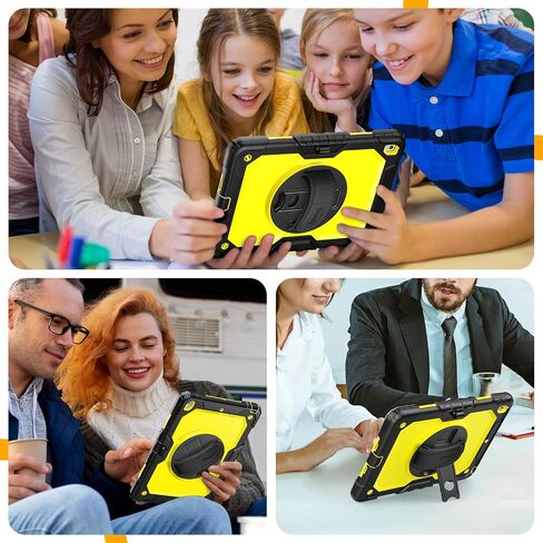 حافظة تايم سيتي لجهاز iPad الجيل العاشر، حافظة iPad 10.9 2022-2023: مع حماية قوية، واقي شاشة، حامل دوار 360 درجة، حزام يد، حزام كتف، حامل أقلام - أسود in Saudi Arabia
