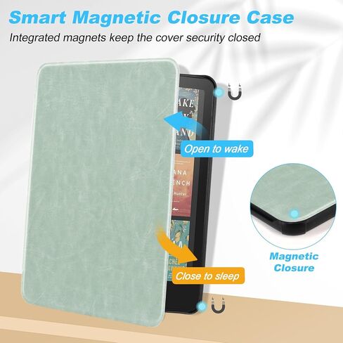 Case for Kindle Paperwhite 7" 12th Generation 2024 / Kindle Colorsoft Signature Edition, Premium PU Leather, Lightweight Water-Safe Cover with Auto Sleep Wake Function, Agave Green in Saudi Arabia