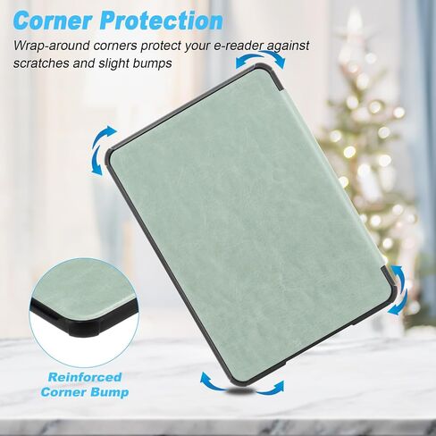 Case for Kindle Paperwhite 7" 12th Generation 2024 / Kindle Colorsoft Signature Edition, Premium PU Leather, Lightweight Water-Safe Cover with Auto Sleep Wake Function, Agave Green in Saudi Arabia