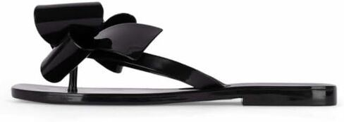 Jeffrey Campbell Sugary Sweet Thong Jelly Flip Flop Black Shiny in Kuwait