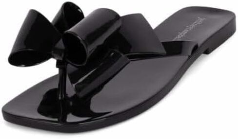 Jeffrey Campbell Sugary Sweet Thong Jelly Flip Flop Black Shiny in Kuwait