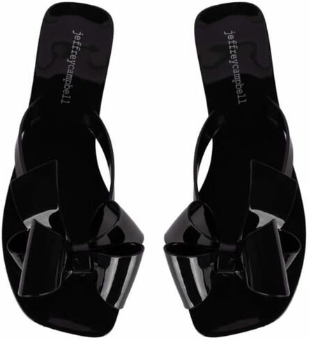 Jeffrey Campbell Sugary Sweet Thong Jelly Flip Flop Black Shiny in Kuwait