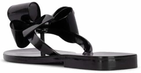 Jeffrey Campbell Sugary Sweet Thong Jelly Flip Flop Black Shiny in Kuwait