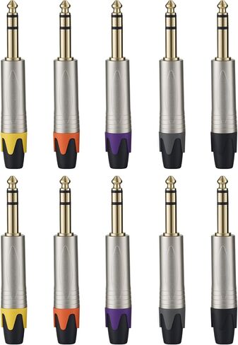 1/4 بوصة TRS Type Connector لإصلاح كابل الصوت DIY (Black 4 Pack) in Kuwait