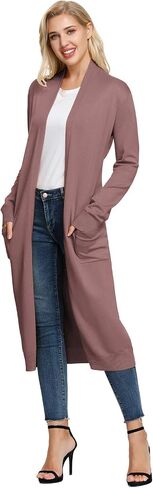 GRACE KARIN Essential Solid Open Front Maxi Long Knitted Cardigan Sweater for Women in Kuwait