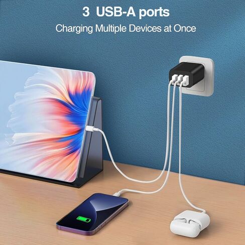 كتلة شاحن USB ، قابس الجدار في كتل الشحن ، شحن سريع شحن شحنات الجدران متعددة المحول لشاحن للهاتف المحمول 16/15/14/13/12/11/10 PRO والمزيد من 【2 عبوة】 (أسود) in Kuwait