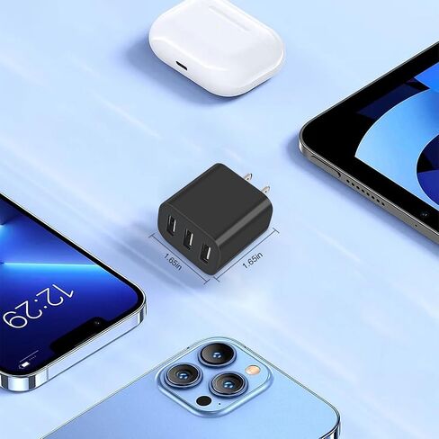 كتلة شاحن USB ، قابس الجدار في كتل الشحن ، شحن سريع شحن شحنات الجدران متعددة المحول لشاحن للهاتف المحمول 16/15/14/13/12/11/10 PRO والمزيد من 【2 عبوة】 (أسود) in Kuwait