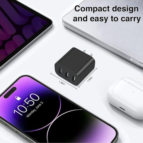 كتلة شاحن USB ، قابس الجدار في كتل الشحن ، شحن سريع شحن شحنات الجدران متعددة المحول لشاحن للهاتف المحمول 16/15/14/13/12/11/10 PRO والمزيد من 【2 عبوة】 (أسود) in Kuwait