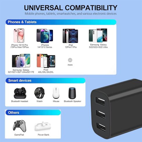 كتلة شاحن USB ، قابس الجدار في كتل الشحن ، شحن سريع شحن شحنات الجدران متعددة المحول لشاحن للهاتف المحمول 16/15/14/13/12/11/10 PRO والمزيد من 【2 عبوة】 (أسود) in Kuwait