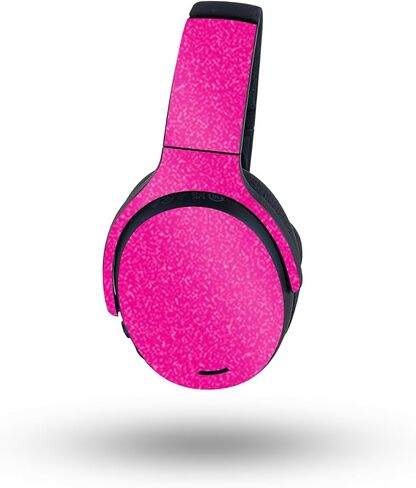 MightySkins Glossy Glitter Skin Compatible with Skullcandy Crusher ANC 2 - Solid Hot Pink | Protective, Durable High-Gloss Glitter Finish | Easy to Apply in Saudi Arabia