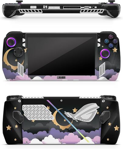 Zoomhitskins متوافق مع Asus Ally Rog X (2024) Skin ، Moon Black Sky Star anime Kawaii Cute Purple Cloud Golden Night ، ملصق متين 3M فينيل ، مصنوع في الولايات المتحدة الأمريكية in Saudi Arabia