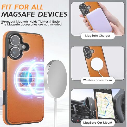 لحالة محفظة IPhone 16 الجلدية ، متوافقة مع Magsafe ، 2 في 1 حامل البطاقة المغناطيسي القابل للفصل ، RFID حظر فتحات الائتمان الائتمان القضية للرجال ، براون in Kuwait
