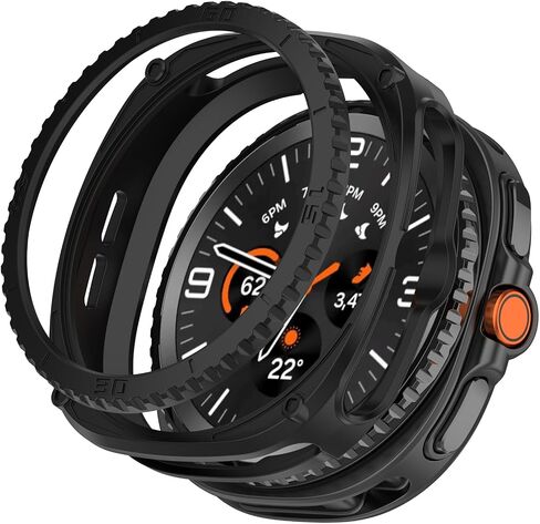 2 حزمة الحزمة الوعرة دروع ل Samsung Galaxy Watch 8 الكلاسيكية مع غطاء الإطار ، وذيذة ناعمة حامي شل الغلاف الواقي الصدمة الصدمات (أسود/أحمر) in Kuwait