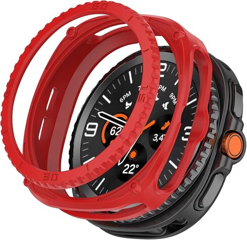 2 حزمة الحزمة الوعرة دروع ل Samsung Galaxy Watch 8 الكلاسيكية مع غطاء الإطار ، وذيذة ناعمة حامي شل الغلاف الواقي الصدمة الصدمات (أسود/أحمر) in Kuwait