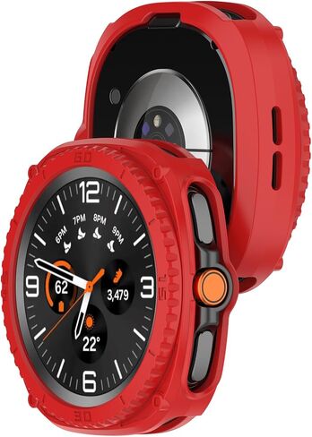 2 حزمة الحزمة الوعرة دروع ل Samsung Galaxy Watch 8 الكلاسيكية مع غطاء الإطار ، وذيذة ناعمة حامي شل الغلاف الواقي الصدمة الصدمات (أسود/أحمر) in Kuwait