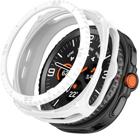 2 Pack Rugged Armor Cases for Samsung Galaxy Watch 8 Classic with Bezel Cover, Soft TPU Protector Shell Protective Case Shockproof Bumper (Black/Red) in Saudi Arabia
