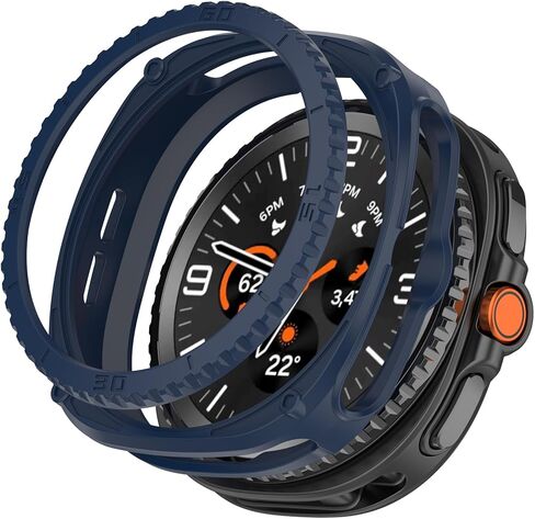 2 Pack Rugged Armor Cases for Samsung Galaxy Watch 8 Classic with Bezel Cover, Soft TPU Protector Shell Protective Case Shockproof Bumper (Black/Red) in Saudi Arabia
