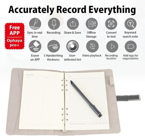 Smart Pen Notebook Set, Digital Smartpen with 5.0 OCR Text Recognition 360° Writing Angle Real Time Sync to App for Phones Tablets Study Notes Drawing (Black) in Kuwait
