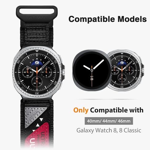 ULTIMAL Band Compatible with Samsung Galaxy Watch8 40/44mm, watch 8 Classic 46mm for Men Women,Nylon Sport Breathable Replacement Strap,Black USA Flag in Saudi Arabia
