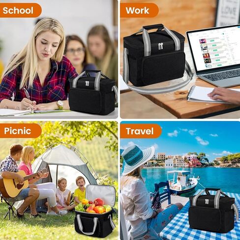 حقيبة مبردة معزولة لـ 24CAN (15L) ، كيس حراري قابل لإعادة الاستخدام ، منظم كيس برودة قابل للتجميد قابل للتجميد مع النساء القابل للتعديل للنساء المكتبي عمل نزهة الشاطئ ، الأسود in Kuwait