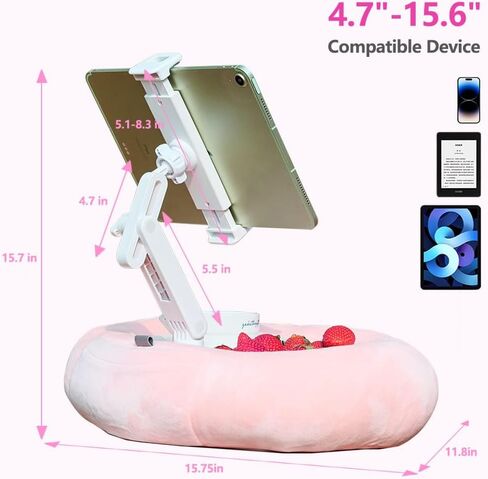 NKV Tablet Kindle Stand Pillow ، للأريكة والسرير والمكتب-Dock ناعم وسادة متوافقة مع 4.7 "-15.6" الهاتف/Kindle ، الكمبيوتر اللوحي ، القارئ الإلكتروني ، الوردي in Kuwait