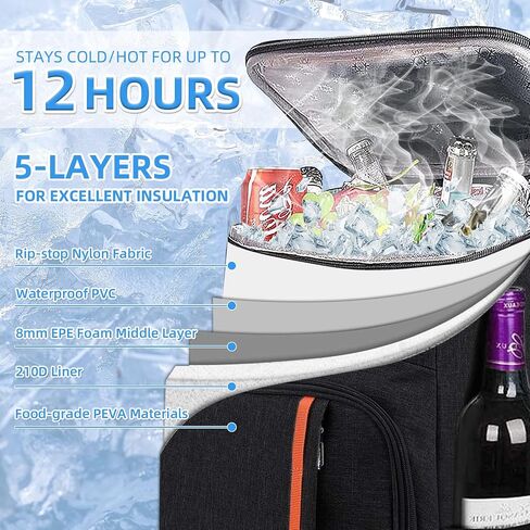 Camping Cooler Backpack 25 Cans, Leak Proof Insulated Thermal Bag, Beach Travel Picnic Lunch Backpack for Men Women in Saudi Arabia