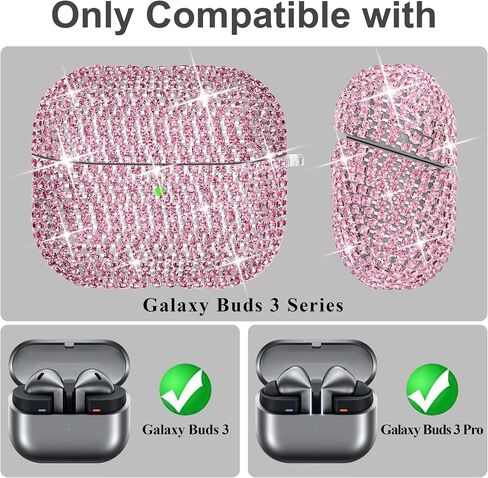 for Samsung Galaxy Buds 3 Pro Case with Keychain Glitter Silver in Saudi Arabia