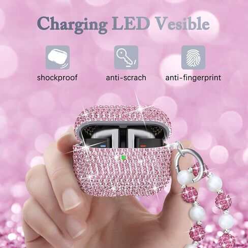 for Samsung Galaxy Buds 3 Pro Case with Keychain Glitter Silver in Saudi Arabia