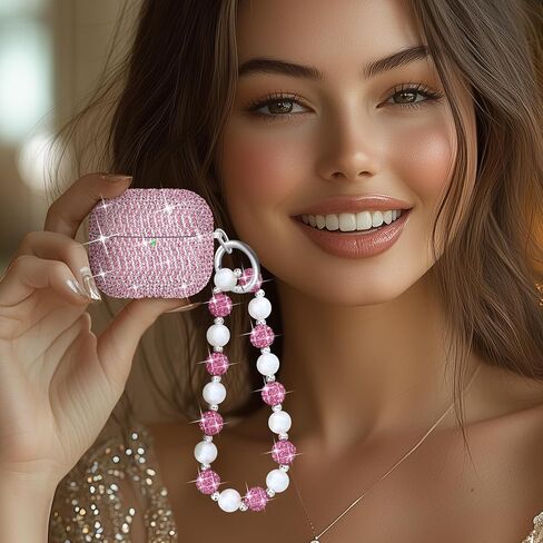 for Samsung Galaxy Buds 3 Pro Case with Keychain Glitter Silver in Saudi Arabia
