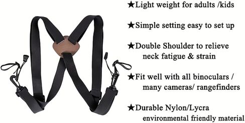 X-Shaped Harness Strap Adjustable Binocular Carrier Elastic Durable Shoulder Straps Optics Accessories for Binoculars and Camera in Saudi Arabia