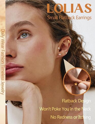 LOLIAS 24Pcs Cartilage Earrings for Women Men 20G Surgical Steel Flat Back Stud Earrings CZ Helix Conch Small Flatback Earrings Hypoallergenic Nap Earrings in Kuwait