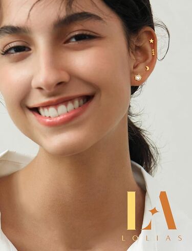 LOLIAS 24Pcs Cartilage Earrings for Women Men 20G Surgical Steel Flat Back Stud Earrings CZ Helix Conch Small Flatback Earrings Hypoallergenic Nap Earrings in Kuwait