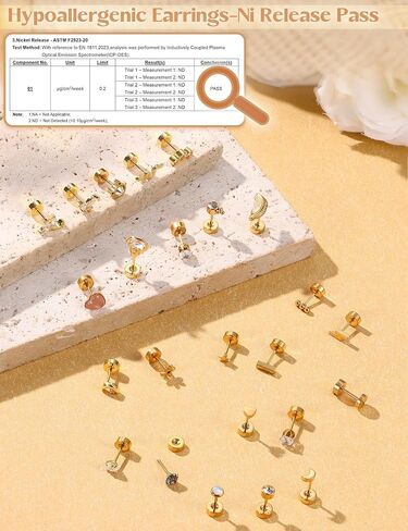 LOLIAS 24Pcs Cartilage Earrings for Women Men 20G Surgical Steel Flat Back Stud Earrings CZ Helix Conch Small Flatback Earrings Hypoallergenic Nap Earrings in Kuwait