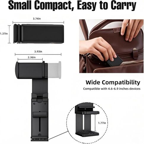 Airplane Travel Essentials Phone Holder 360 Degree Rotation Universal Hands Phone Mount - Multi-Angle Foldable Stand for Travel, Office, and Gym (Black) in Saudi Arabia