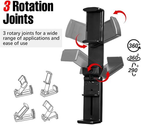 Airplane Travel Essentials Phone Holder 360 Degree Rotation Universal Hands Phone Mount - Multi-Angle Foldable Stand for Travel, Office, and Gym (Black) in Saudi Arabia